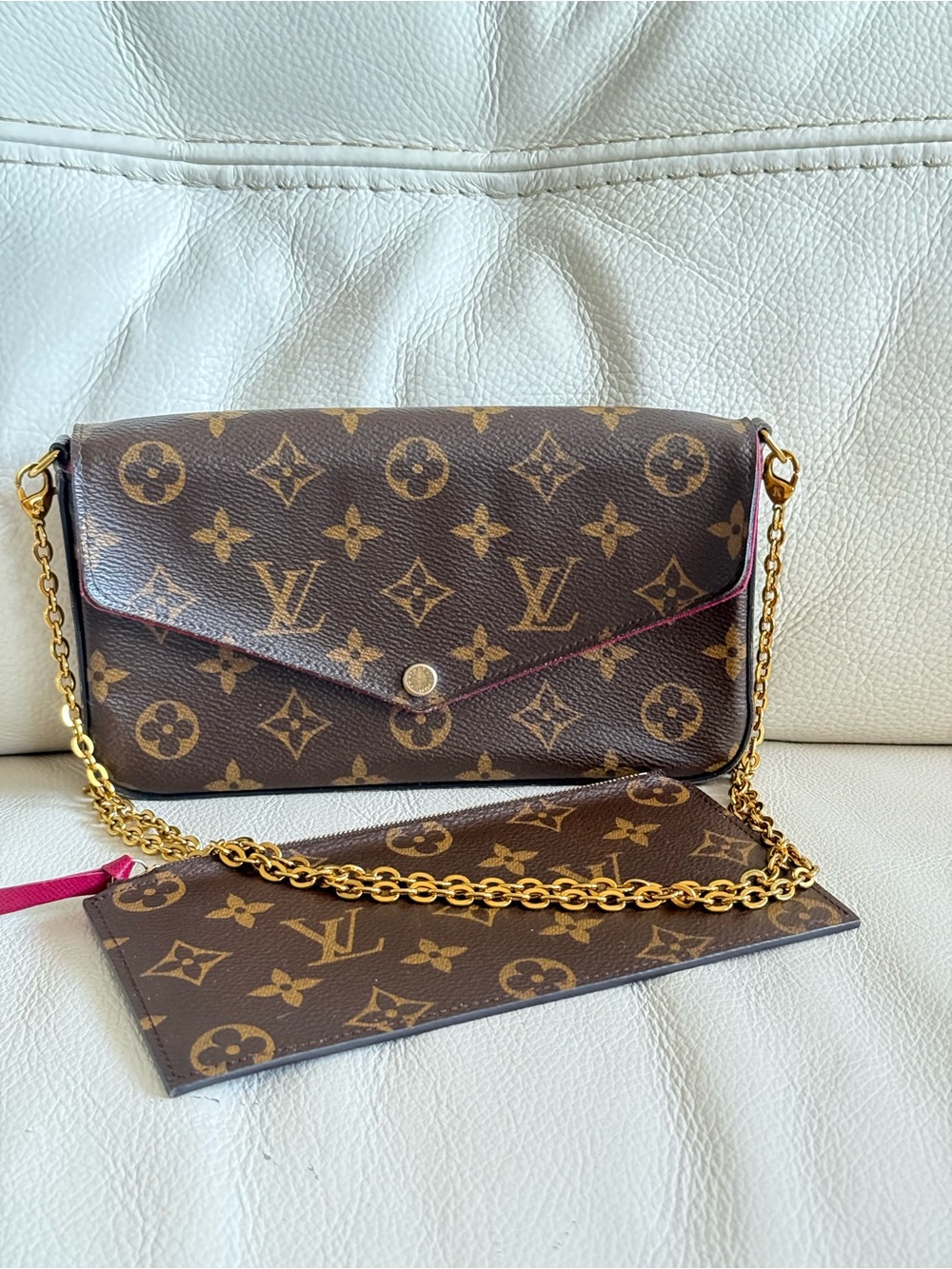 Louis Vuitton Felice Monogram Chain Wallet - Brown/Gold